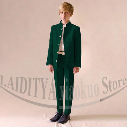 Chic Linen Boy Suits Fashion Stand Collar Single Breasted Blazer with Pants Formal Wedding Tuxedo Daily Casual Kids Clothes