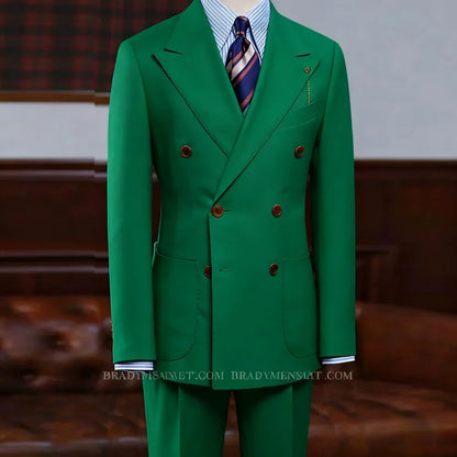 Men's Brown Double Breasted Terno 2-Piece Suit Jacket And Pants Classic Formal Occasion Business Wedding Men Clothing