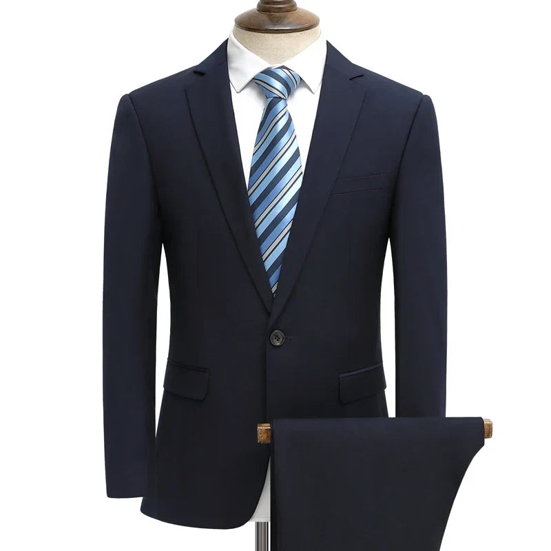 Men's Smart Casual 2-Piece Suit Set – Single Breasted Blazer and Trouser for Travel and Business