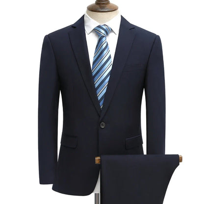 Men's Smart Casual 2-Piece Suit Set – Single Breasted Blazer and Trouser for Travel and Business