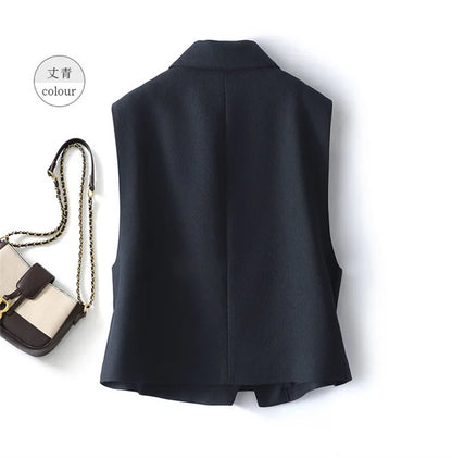 Women Spring Autumn Vests Jacket Fashion Solid Vest Coat NEW Korean Blazer Vest Outwear Female Sleeveless Short Jacket Waistcoat
