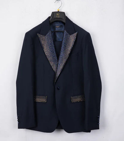 Rhinestone Lapel 3 Piece Suit Set (vest+Blazer+Trousers) Business Formal Casual Suits Wedding Groom Party Stage Men's Suit M-5XL