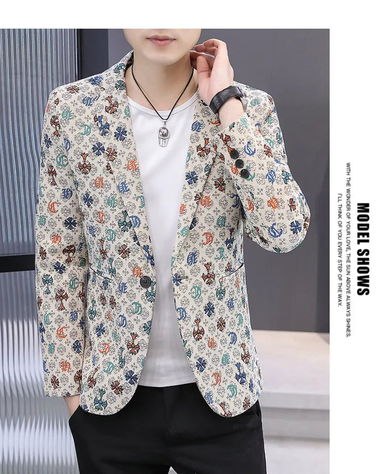 Blazer Men's Fashion Outdoor Travel Gentleman Wedding Slimming Business Versatile Trendy Casual Korean-style Formal Wear Blazer