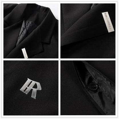 Man Dress Luxury Suit Jacket Japanese Uniform Coats 2026 Yamamoto Style Unisex Metal Buckle Shoulder Pads Black Cool Streetwear
