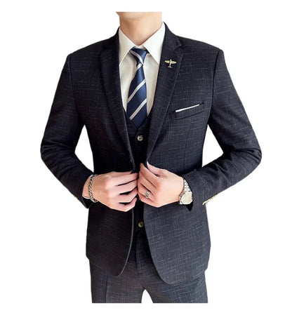 Suit  Men's Fashion Banquet Slimming Striped Dance Singer Trendy Host Casual Wedding Banquet Dress Male Star Performance Suit