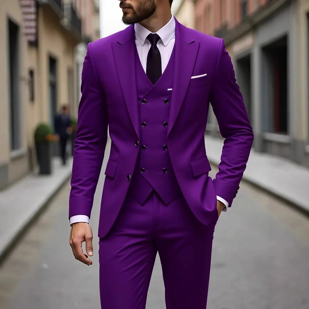 Costumes de Mariage Classiques Tuxedos Slim Fit Marié Pour Homme 3 Pièces Costume de Garçon d'Honneur Homme Formel Costume d'Affaires Homme (Veste+Gilet+Pantalon)
