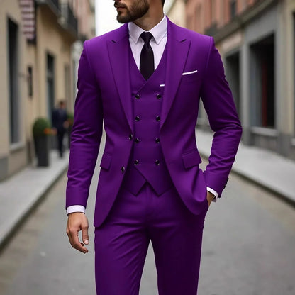 Costumes de Mariage Classiques Tuxedos Slim Fit Marié Pour Homme 3 Pièces Costume de Garçon d'Honneur Homme Formel Costume d'Affaires Homme (Veste+Gilet+Pantalon)