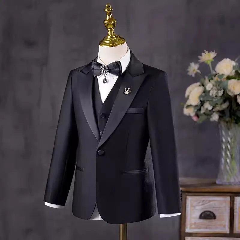 Flower Boys Piano Photography Suit Kids Party Ceremony Costume Children Birthday Wedding Prom Eve Wear Performance Tuxedo Dress
