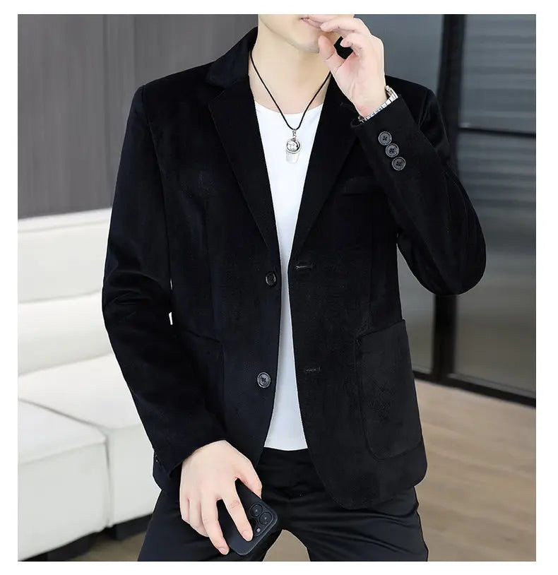 Blazer's New Men's Fashion Outdoor Travel Camping Youth Wedding Hosting Campus Slimming Casual Solid Color Korean Version Blazer