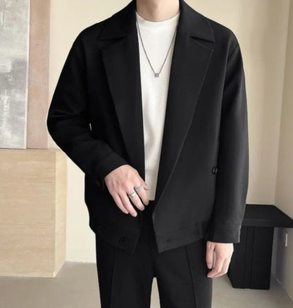 TikTok Trend Men's Autumn Designer Cropped Blazer High-End Casual Jacket Fashion Short Suit Outerwear