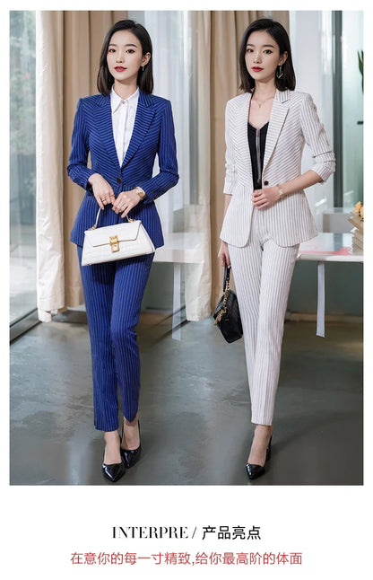 Striped Fashion Women's Suit Set, High Quality Two-Piece Pants + Suit Jacket. New spring/summer 2026