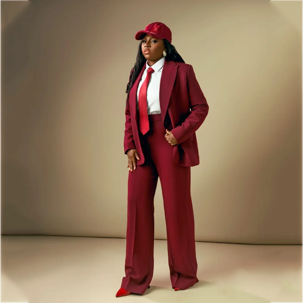 Modern Style Women 2 Piece Suit Set Peak Lapel Blazer Pants Solid Color Outfit Formal Office Business Party Female Clothing