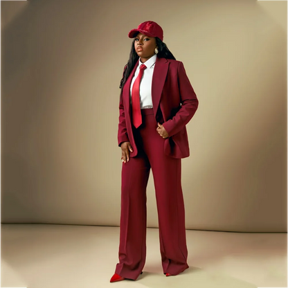 Modern Style Women 2 Piece Suit Set Peak Lapel Blazer Pants Solid Color Outfit Formal Office Business Party Female Clothing