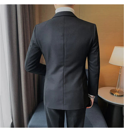 Autumn Pin Decoration Men Blazers Casual Suit Jacket Single Breasted Streetwear Social Business Dress Coat Wedding Groom Jacket