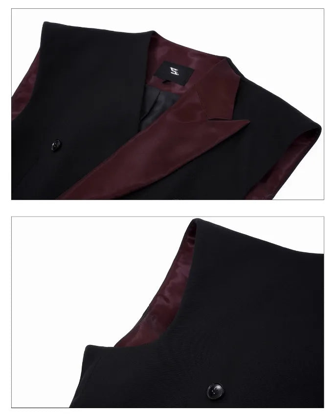 Fashion Original Personalized High Quality Sleeveless Vest Coat Men 2025 New Double Breasted Street Male Waistcoat JY4030