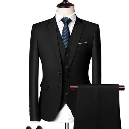 Men's Three-Piece Suit – Slim Fit Wedding & Business Formal Suit with Vest and Trousers