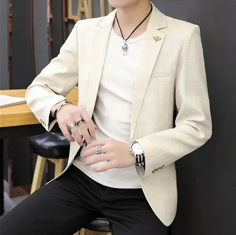 Party Linen Gray Men's Suit Jackets Single Breasted Coat Male Blazer Summer New in Simple Clothing Fashion 2025 Casual Classic