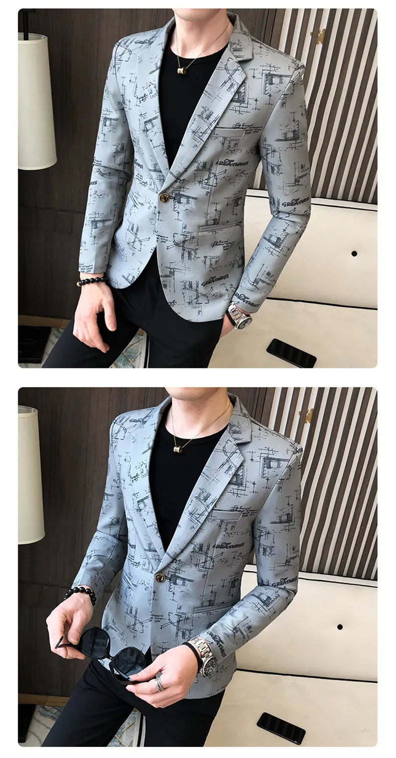 Blazer Men's Fashion Outdoor Travel Gentleman Wedding Slimming Business Versatile Trendy Casual Korean-style Formal Wear Blazer