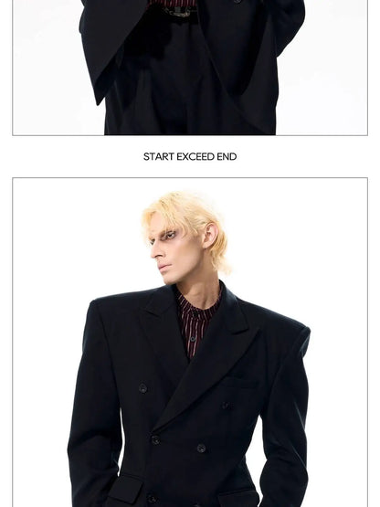 Luxury Social Clothes Men's Fashion Detachable Leather Neck Design Blazer Coat Men's 2025 Double Breasted Jacket JY4350