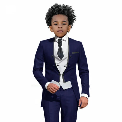2026 Autumn Handsome Wedding Suits 3 Pieces For Kids, Boys Slim Fit Tuxedo Performance Costumes,Formal Blazer Banquet Outfit