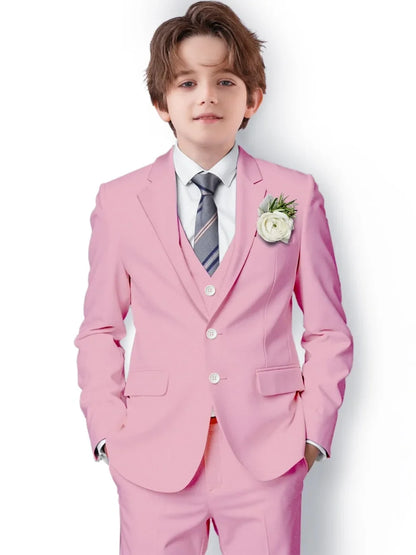 New Boys Slim Fit Suits 3 Pieces For Birthday Party Notched Lapel Kids Formal Suit Set Wedding Ring Bearer Outfit 2-20T