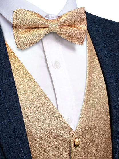 Men's Glitter Vest and Bow Tie Set – Slim Fit Formal Waistcoat for Weddings, Prom and Evening Occasions
