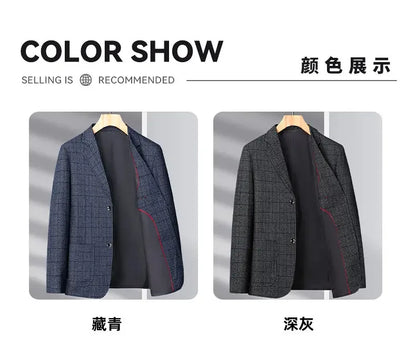 Blazer Men Business Gentleman Wedding Fashionable Checkered Best Gentlemanly Slimming and Casual Middle-aged and Elderly Blazer