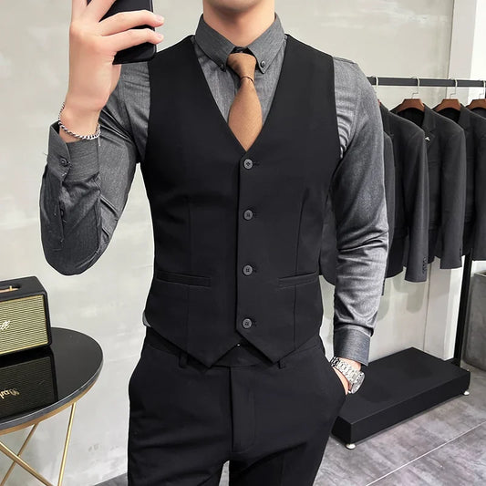 Men's Formal Vest – Single Breasted Business Waistcoat for Wedding & Smart Casual Occasions