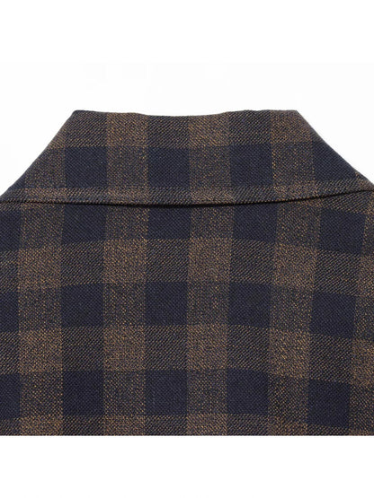 Women Brown Plaid Jacket Coat Vintage Harajuku Streetwear Long Sleeve Blazer Jacket Outerwear 2000s Clothes Spring Autumn 2026