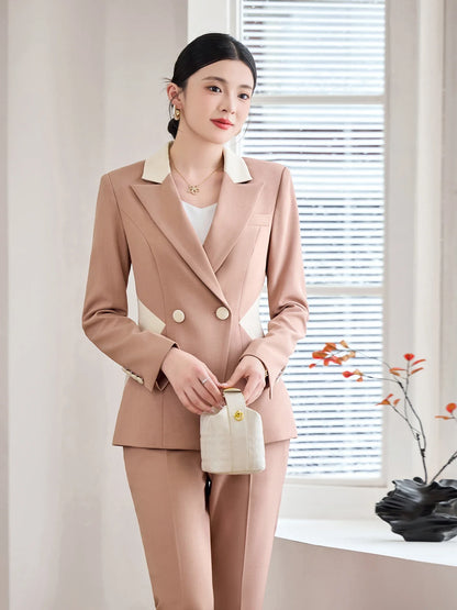 Fashionable professional women's attire, exquisite elegant two-piece pant + suit jacket. 2025 autumn winter new styles