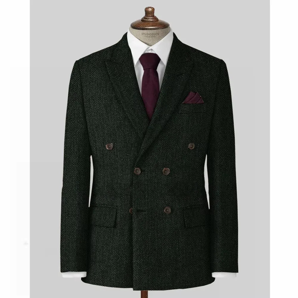 Men's Casual Blazer Herringbone Slim Fit Single Breasted Stylish Comfortable Jacket Men's Coat Double Breasted Blazer Men's Suit