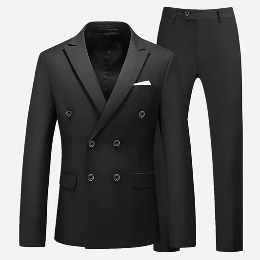 2 pièces costume homme croisé formel coupe ajustée smoking de marié pour mariage revers pointu blazer homme sur mesure bal de promo usage quotidien