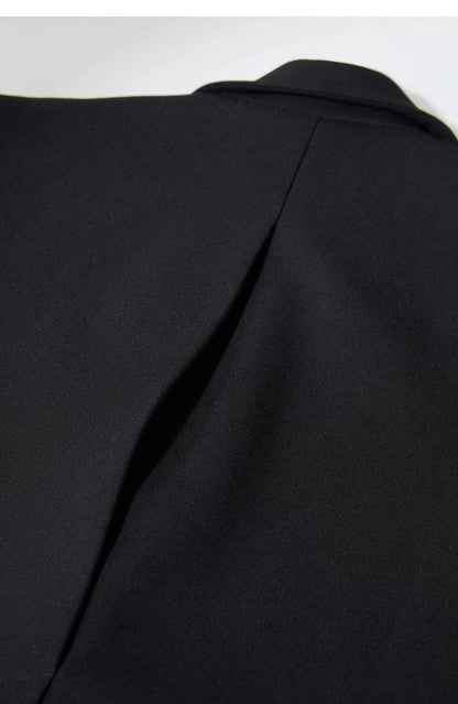 Blazers For Women 2026 Autumn New Black Jacket Notched Double Buckle Loose Mid-length Office Lady Versatile Jackets12453040