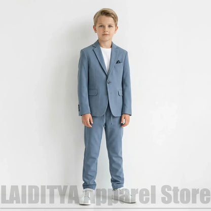 Chic Boys Single Button Two Piece Suit Fashion Notched Lapel Kids Casual Wedding Birthday Daily Formal Outfit (Blazer+Pants)