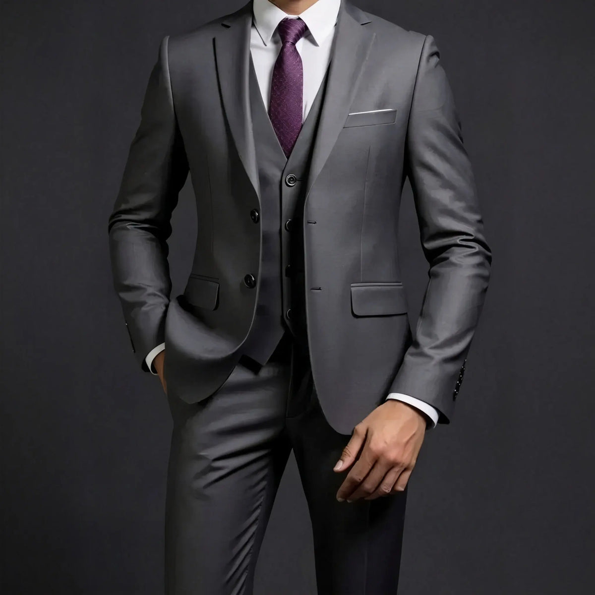 Costume de mariage décontracté (Blazer + Gilet + Pantalon) pour homme - Style britannique, élégant, uni, pour affaires, banquet, cérémonie