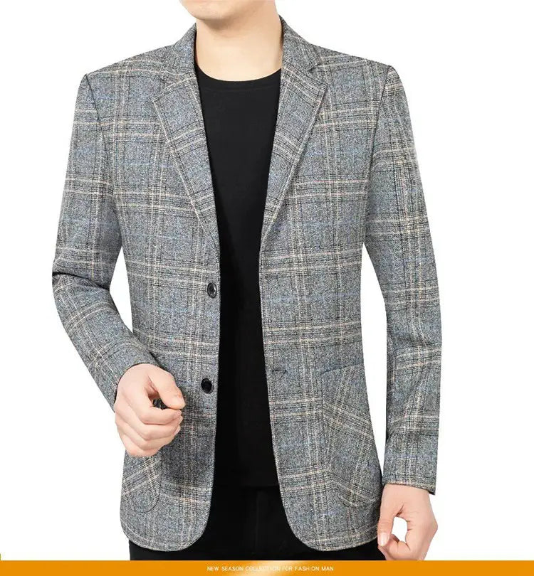 2026 Blazer Men's Fashionable Business Banquet Dance Singer Plaid Fitted Casual Trendy Wedding Banquet Dress Performance Blazer