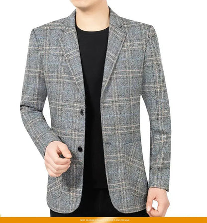 2026 Blazer Men's Fashionable Business Banquet Dance Singer Plaid Fitted Casual Trendy Wedding Banquet Dress Performance Blazer