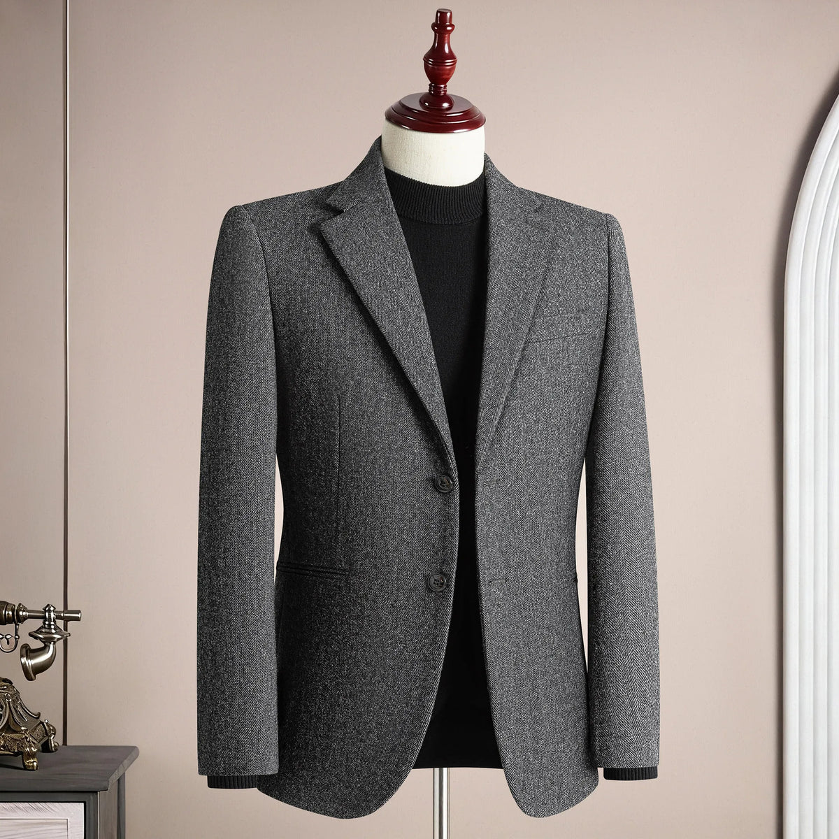 Autumn Winter Thicken Warm 50% Woolen Men Suit Jacket Retro Style Fashion Business Slim Fit Casual Wedding Groom Coats Tailcoat