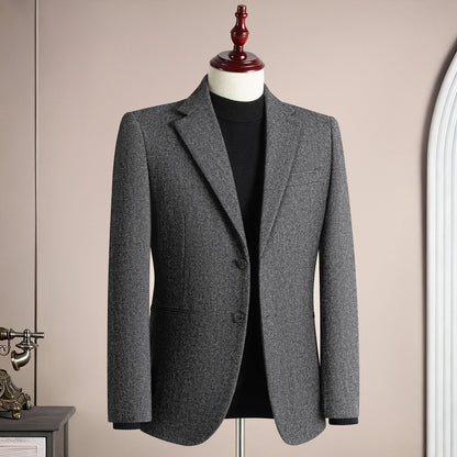 Autumn Winter Thicken Warm 50% Woolen Men Suit Jacket Retro Style Fashion Business Slim Fit Casual Wedding Groom Coats Tailcoat