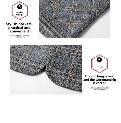 Blazer Men's Fashionable High-end Business-oriented Outdoor Gentleman's Trendy Checked Casual Wear for Hosting Weddings Blazer