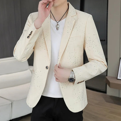 Blazer Men's Sequined High-end Hot Diamond Style Business Outdoor Travel Wedding Youth Slimming Casual High Formal Wear Blazer
