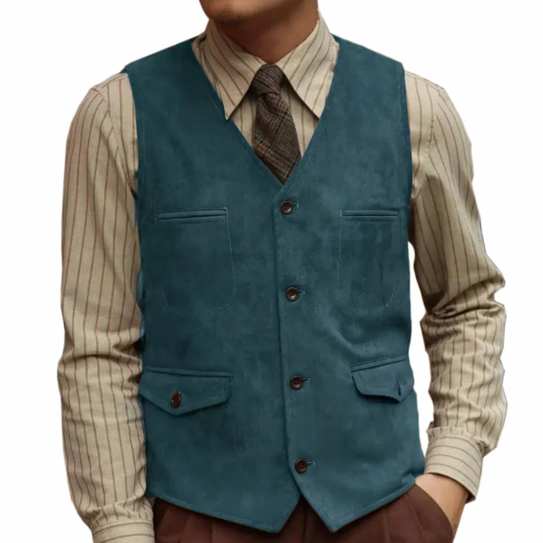 Men Vest Single Button Velvet Waistcoat for Wedding Banquet and Business Formal