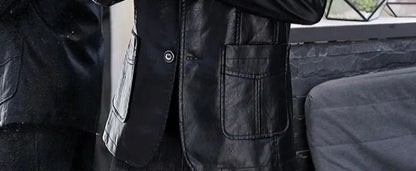 Men's Faux Leather Blazer Jacket Autumn Winter Warm Fleece Lined Casual Versatile Outerwear