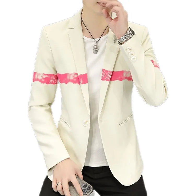 New Trendy Versatile Fashion Solid Color Korean Style Blazer Spring Autumn Casual Men's Slim Fit Handsome Suit Jacket Outerwear