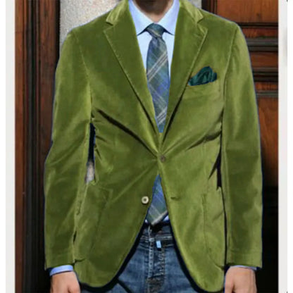 Men's Velvet Blazer Single-Breasted Slim Fit Sport Coat for Business and Formal Occasions