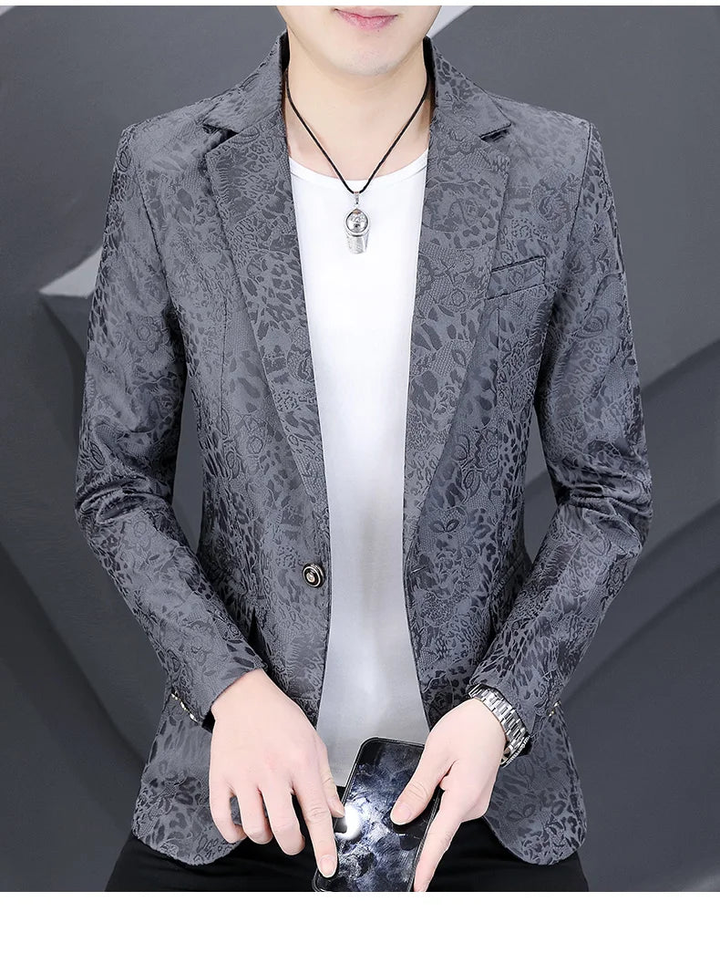 Brand Hot Stamping Casual Business Suit Jacket Men Retro Slim Fit Casual Suit Jackets Social Banquet Office Uniform Blazers 2026