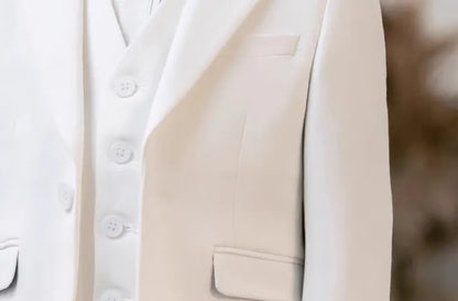 Children White Baptism 3Pieces/Set Jacket Vest Pants Ceremony Photograph Suit Boys Party Dress Kids Piano Performance Costume