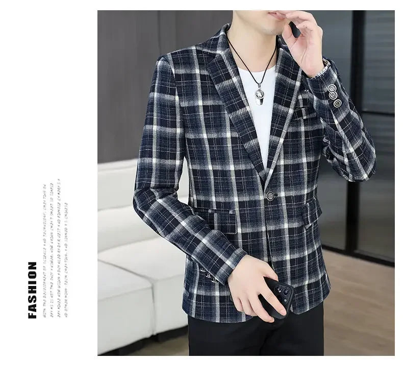 Blazer Men's Fashion Business Gentleman Groom Professional Gentleman Form-fitting Versatile Casual Formal Wear High-end Blazer