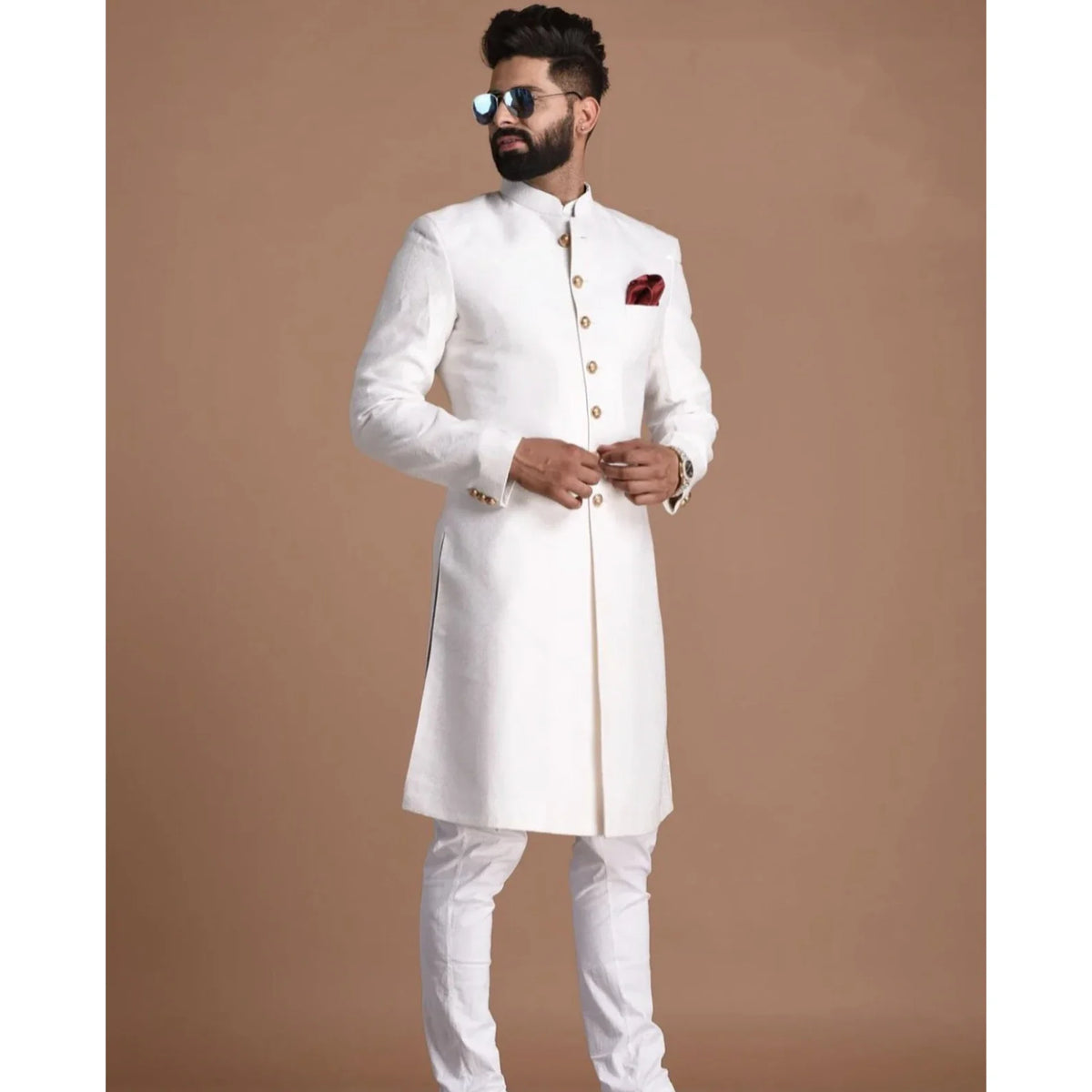 Men's Blazer Formal Terno Suits African Long Jacket Two-Piece Set Coat And Pants Single Breasted Stand Lapel Clothing Costume Ho