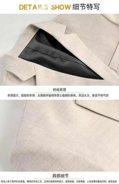 Blazer's New Men's Fashionable Business Wedding Banquet Casual Hosting Dress Is A High-end Middle-aged Thin Design  Blazer